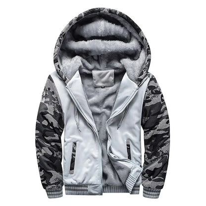 Men's Camouflage Fleece Jacket – Thick, Warm & Stylish Winter Coat