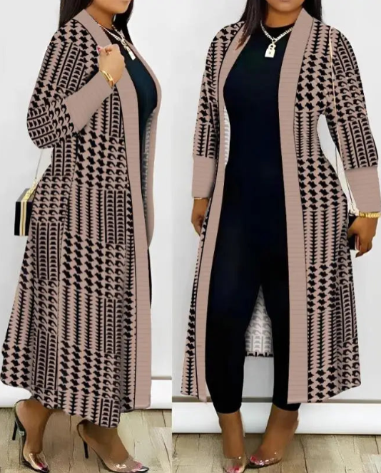 Cardigan Long coat with Retro Square Bag