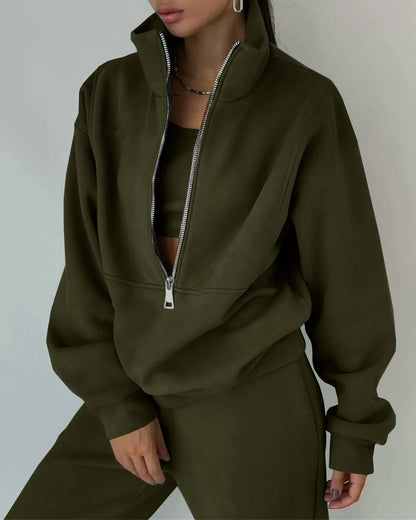 Women's Stylish Warm Tracksuit Set: 2 – Piece Casual Sportswear
