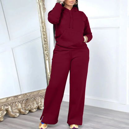 Plus Size Women's Fall/Winter Hoodie Jogger Set