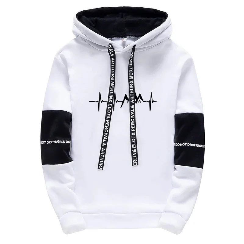 Men's Versatile Printed Tracksuit – Casual Streetwear Hoodie & Joggers
