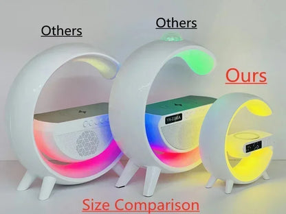 4-in-1 Wireless Charger Stand with Speaker & RGB Night Light – Fast Charging for iPhone or Samsung