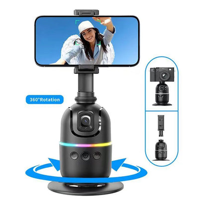 TrackMate 360° Auto Phone Tripod – Hands-Free Face Tracking with Remote & Gesture Control