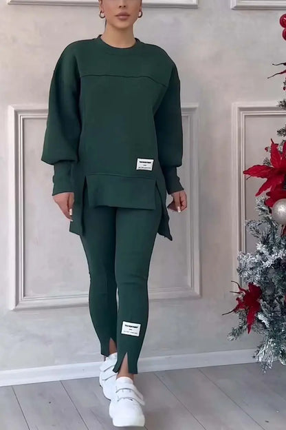 Women's Chic 2-Piece Sweatshirt & Slim Fit Pants Set – Casual & Sporty