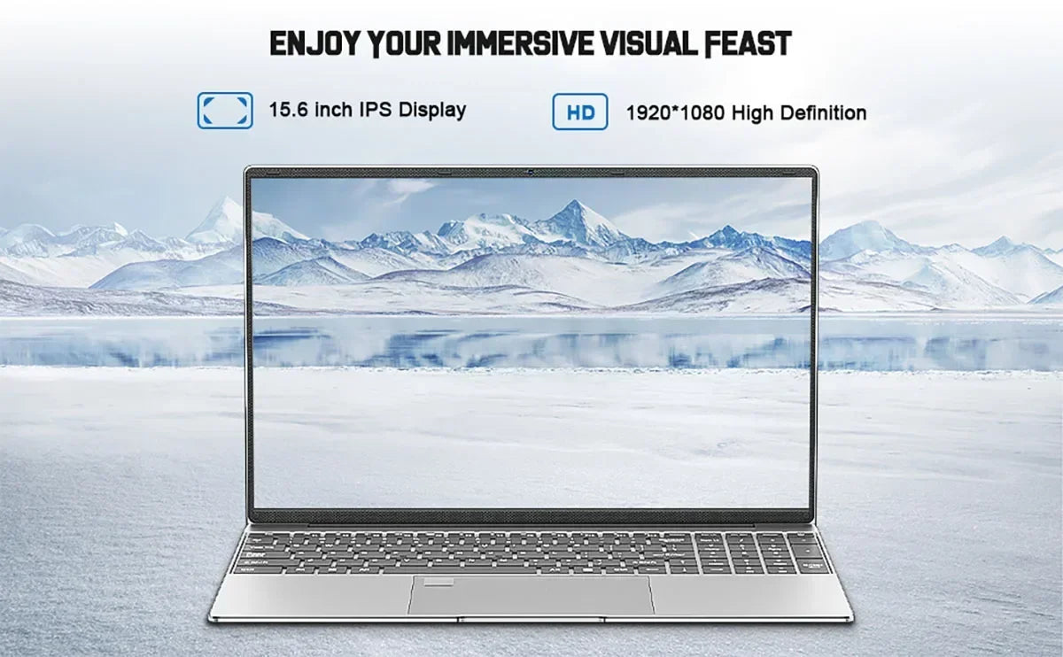 15.6" Portable Laptop, 32GB RAM, 2TB SSD, Windows 11, 4K, Backlit, Fingerprint, Intel N5095