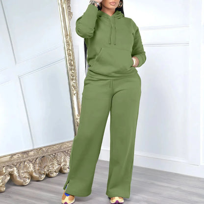 Plus Size Women's Fall/Winter Hoodie Jogger Set