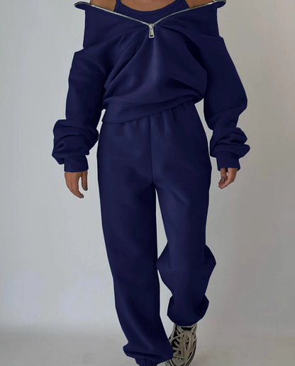 Women's Stylish Warm Tracksuit Set: 2 – Piece Casual Sportswear