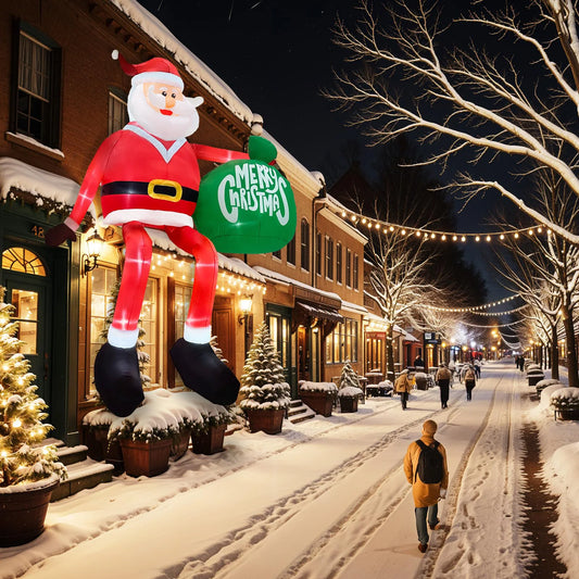 Giant 8FT Inflatable Climbing Santa with LED Lights