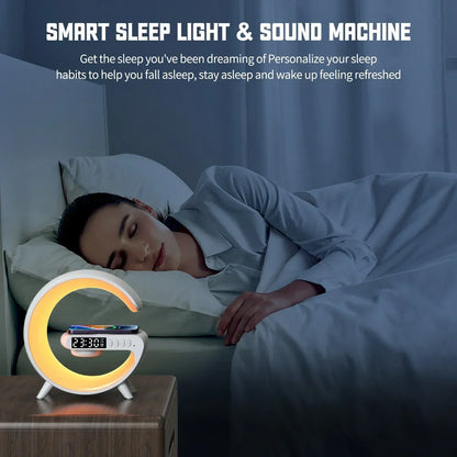 4-in-1 Wireless Charger Stand with Speaker & RGB Night Light – Fast Charging for iPhone or Samsung