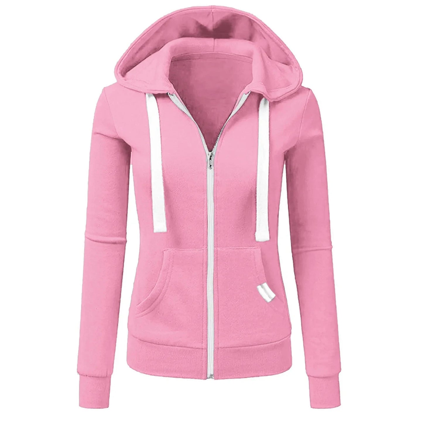 2024 AW Women's Sporty Zip-Up Woolen Hoodie
