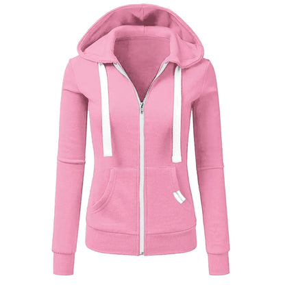 2024 AW Women's Sporty Zip-Up Woolen Hoodie
