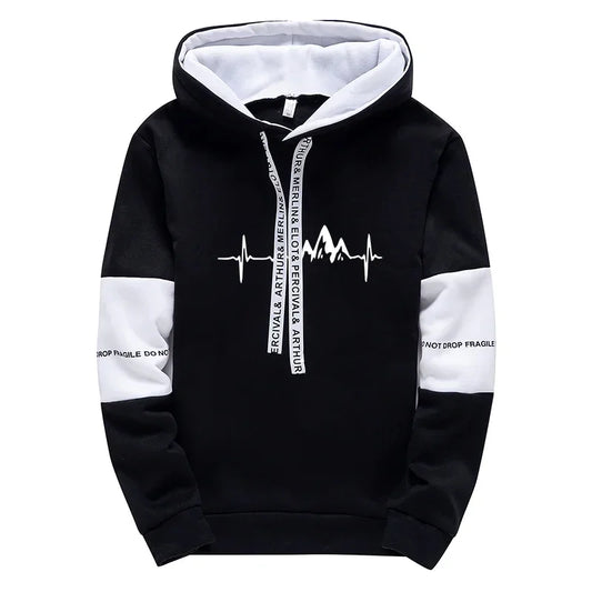 Men's Versatile Printed Tracksuit – Casual Streetwear Hoodie & Joggers