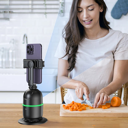 TrackMate 360° Auto Phone Tripod – Hands-Free Face Tracking with Remote & Gesture Control