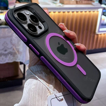 Bicolor Magnetic Phone Case with Shockproof Bumper Hard Cover for iPhone