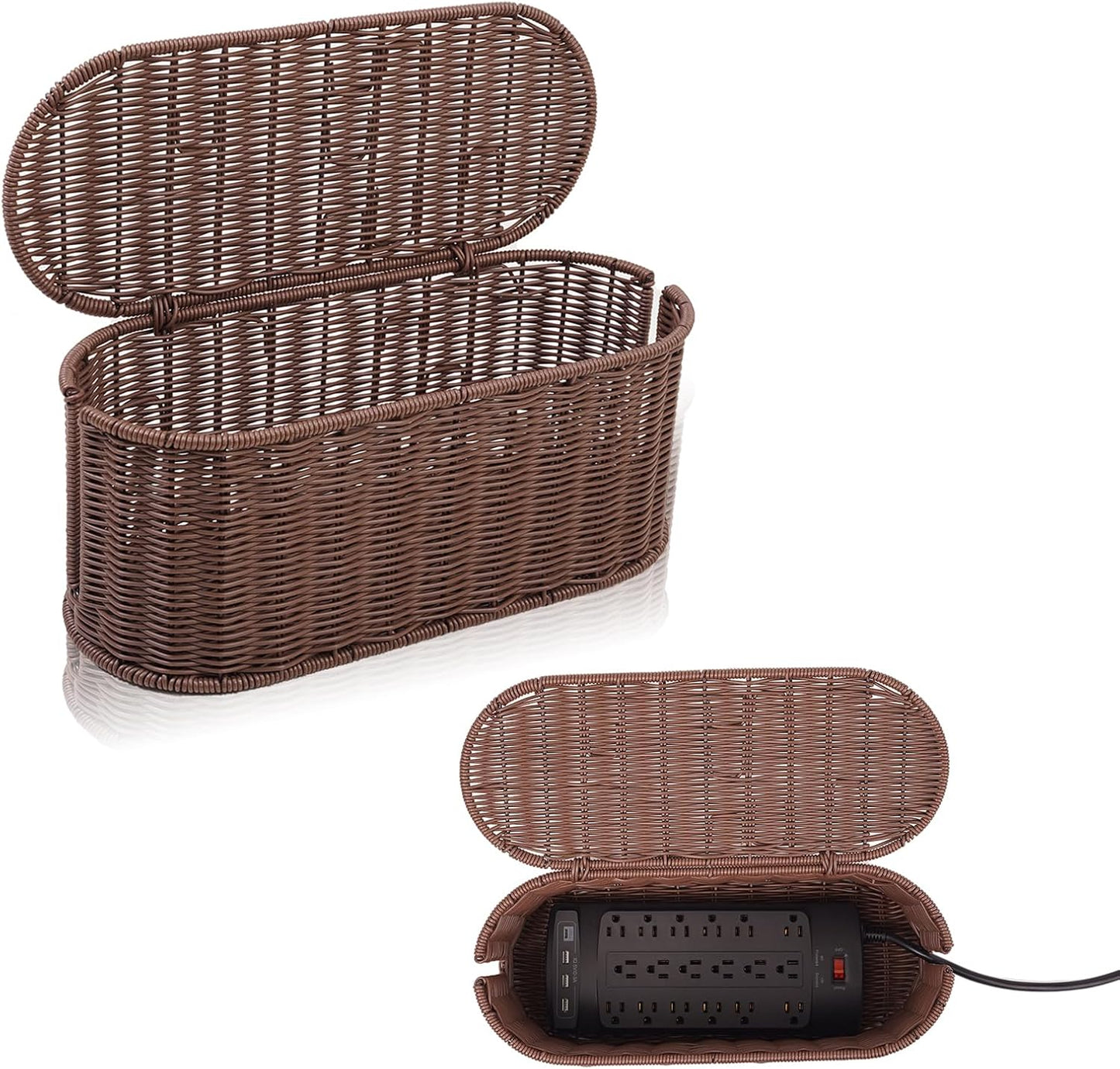 Cable Management Box, Handmade Rattan