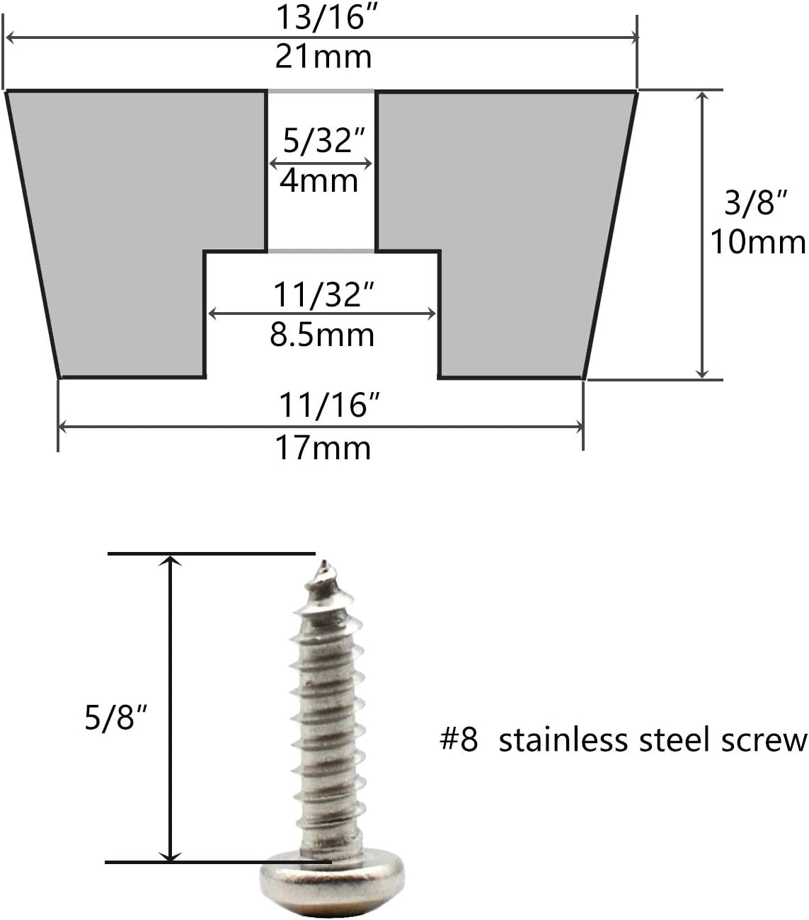 Rubber Feet for Cutting Board, Stainless