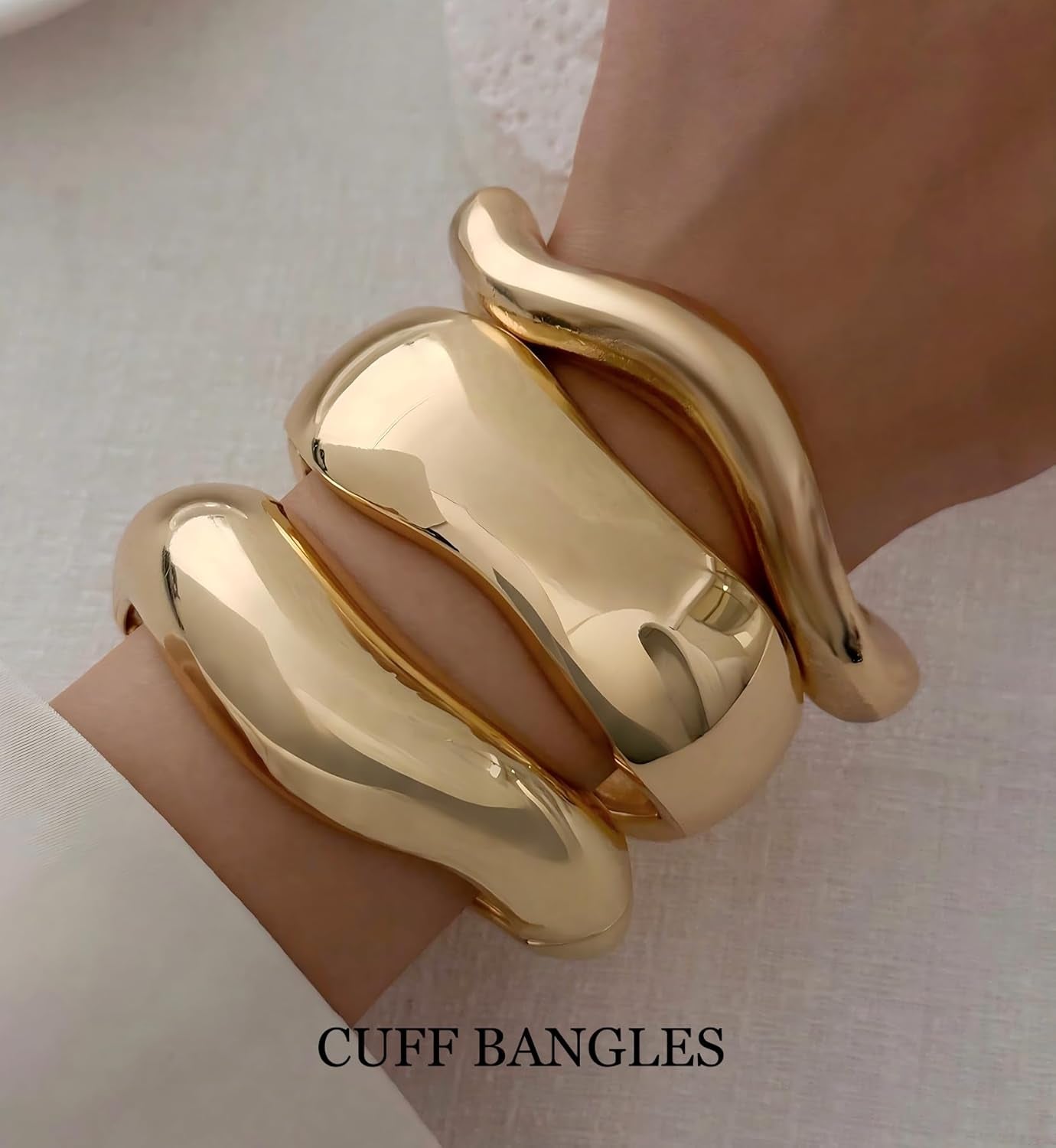 Chunky Gold Bangle Bracelets for Women