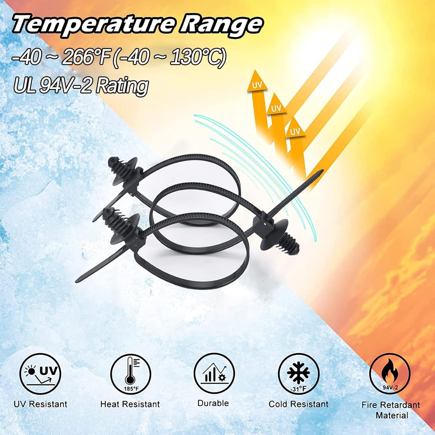 240Pcs Push Mount Cable Zip Tie,Nylon 