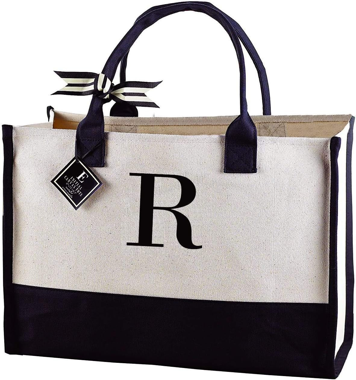 Classic Black and White Initial Canvas