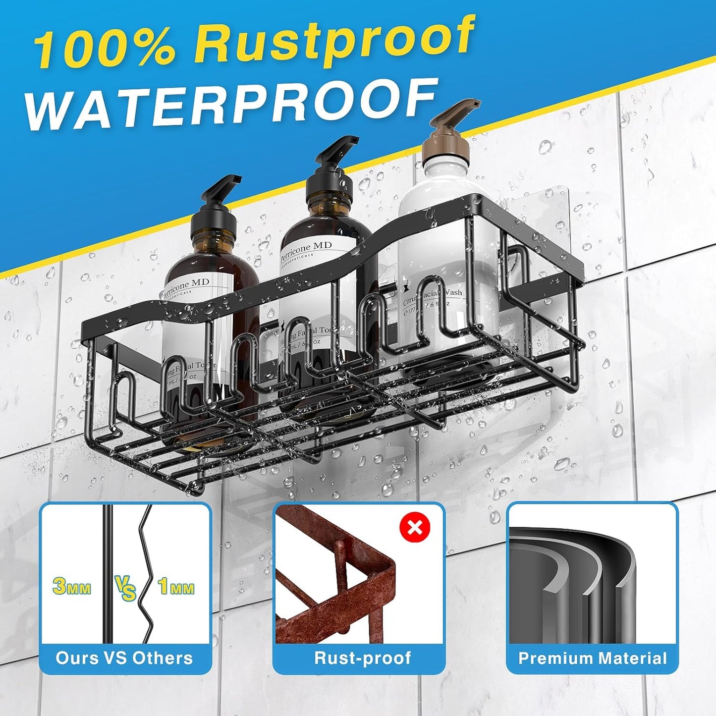 Adhesive Shower Caddy, 5 Pack Rustproof