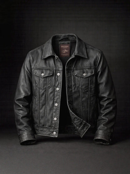 Retro Lapel PU Leather Jacket