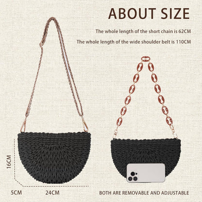 Handmade Straw Crossbody Bag