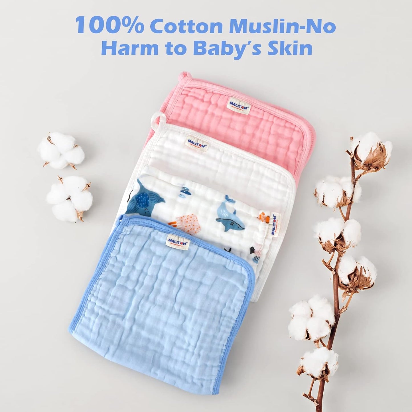 Muslin Baby Burp Cloths 6 Pack L20''X10'