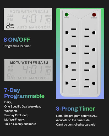 8Outlet Surge Protector ,7Day Digital