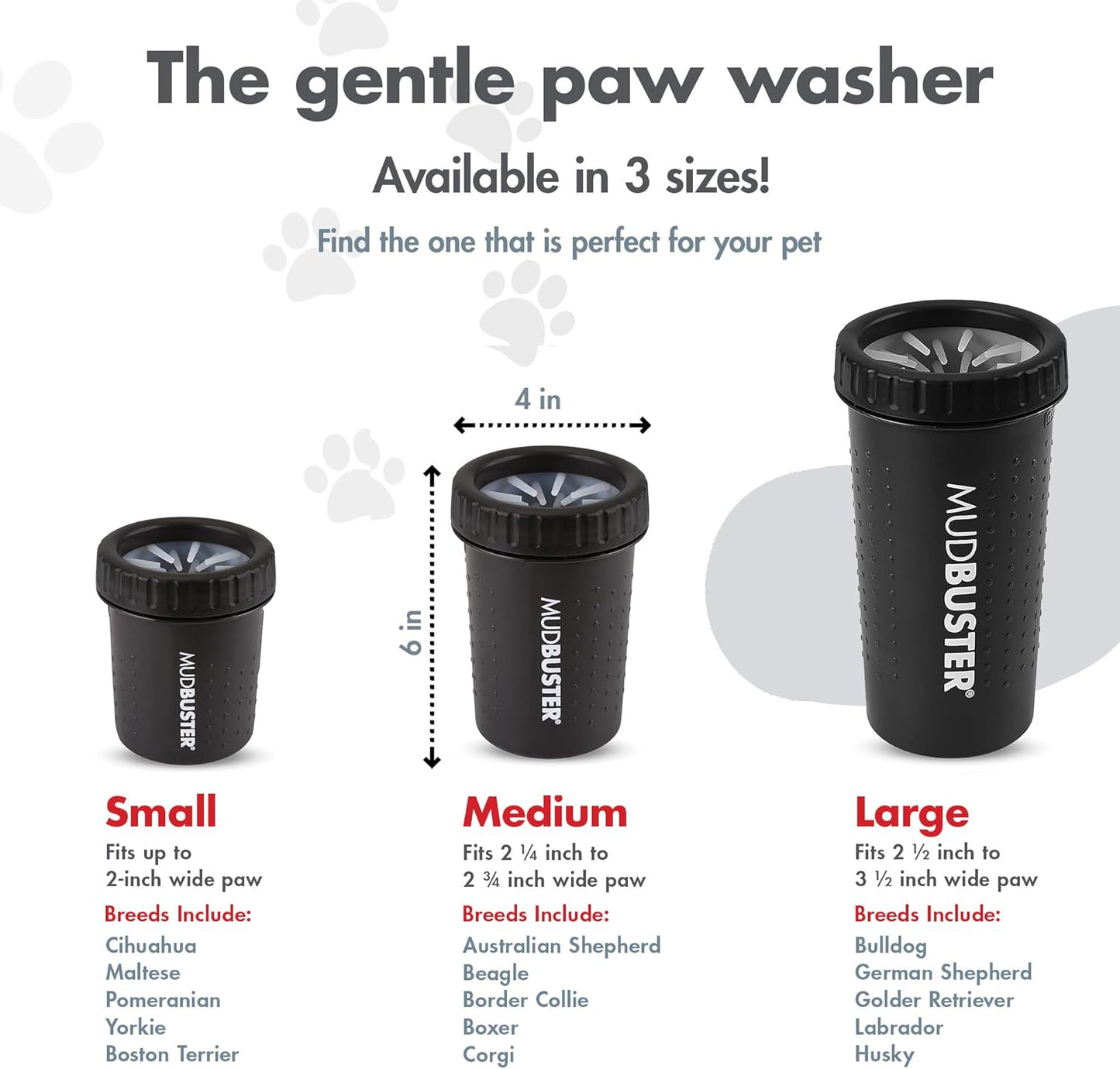 Medium Dog Paw Cleaner, Matte Black 