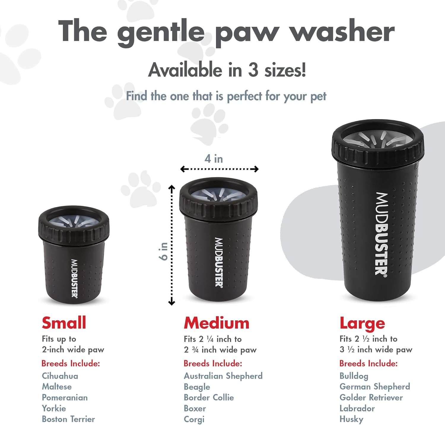 Medium Dog Paw Cleaner, Matte Black 