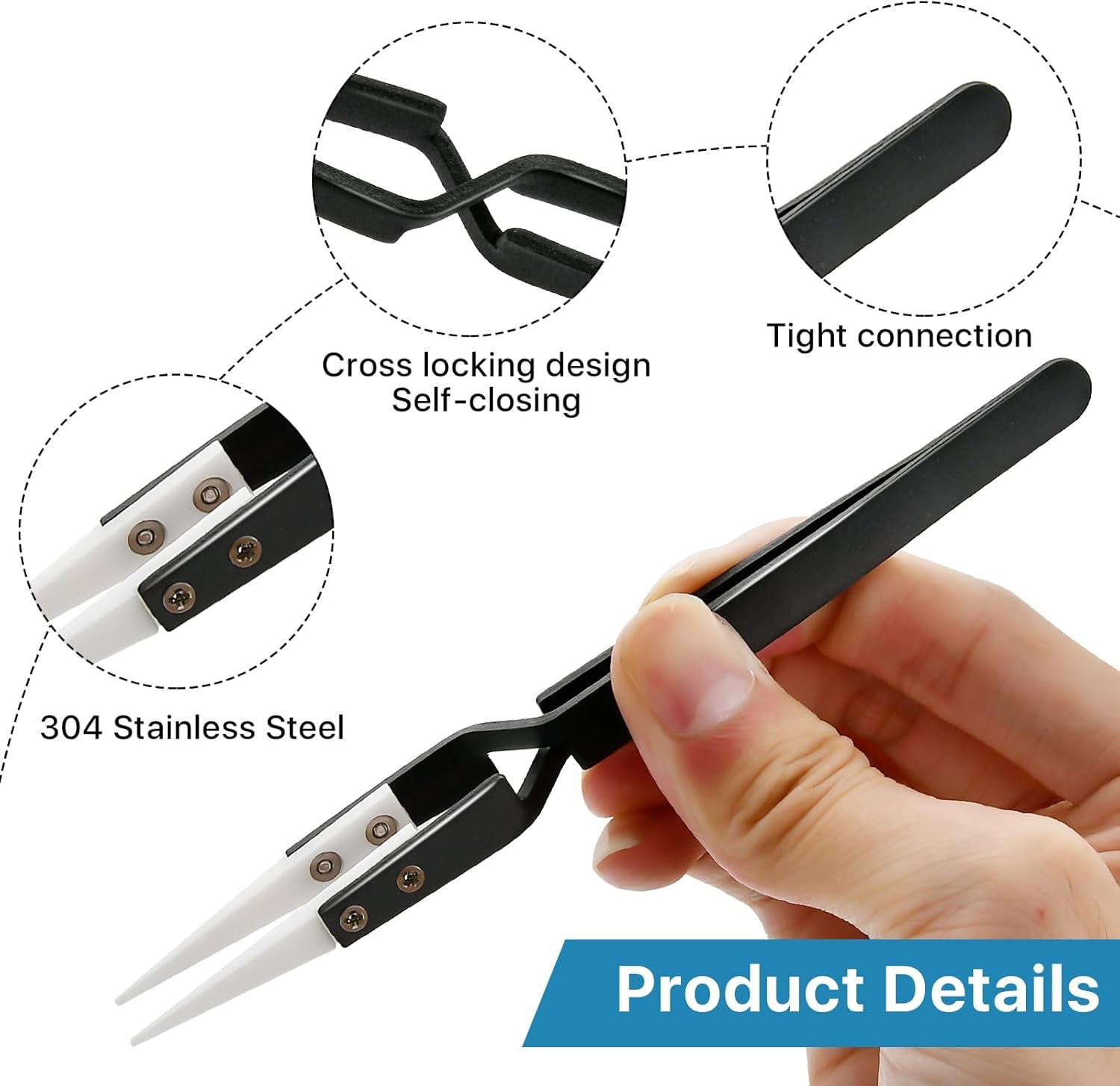 6 Pcs Precision Reverse Ceramic Tweezers