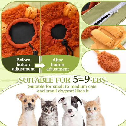 Pet Canvas Shoulder Bag Lion Shaped Cute