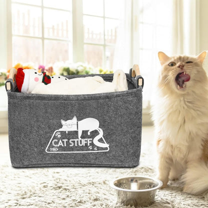Cat Toy Box, Cat Toy Storage Basket
