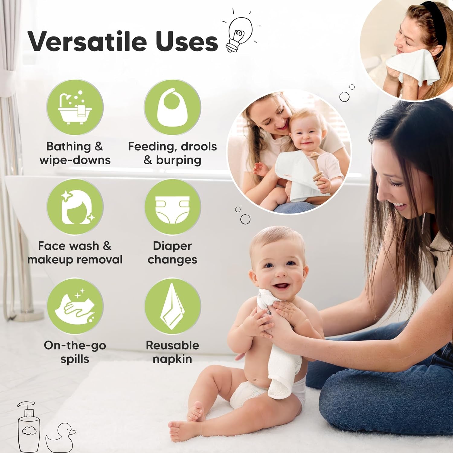 6-Pack Baby Washcloths – Soft Absorbent