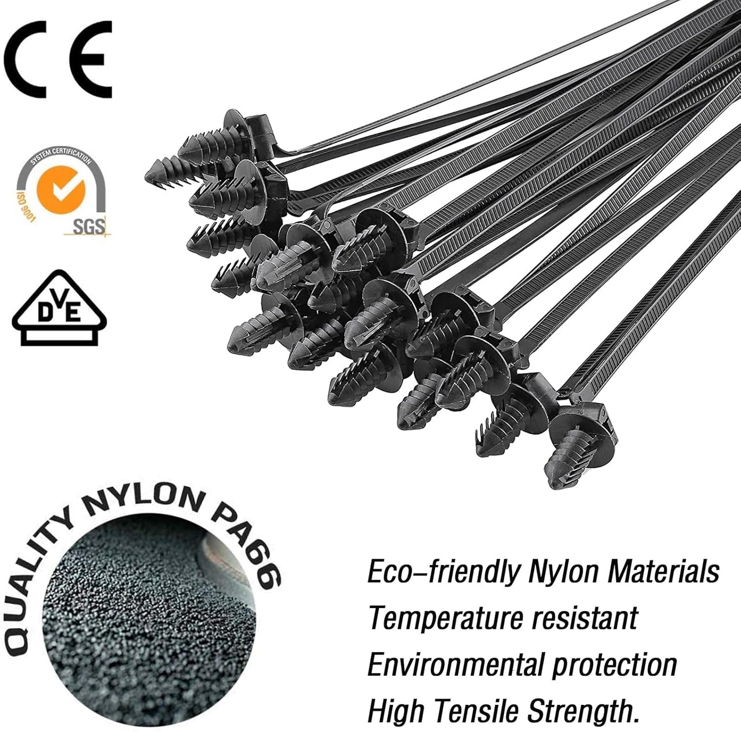 240Pcs Push Mount Cable Zip Tie,Nylon 
