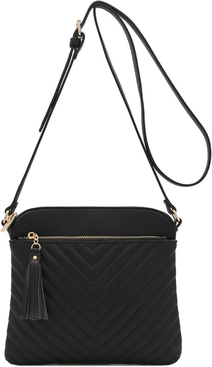 Chevron Quilted Medium Crossbody Bag