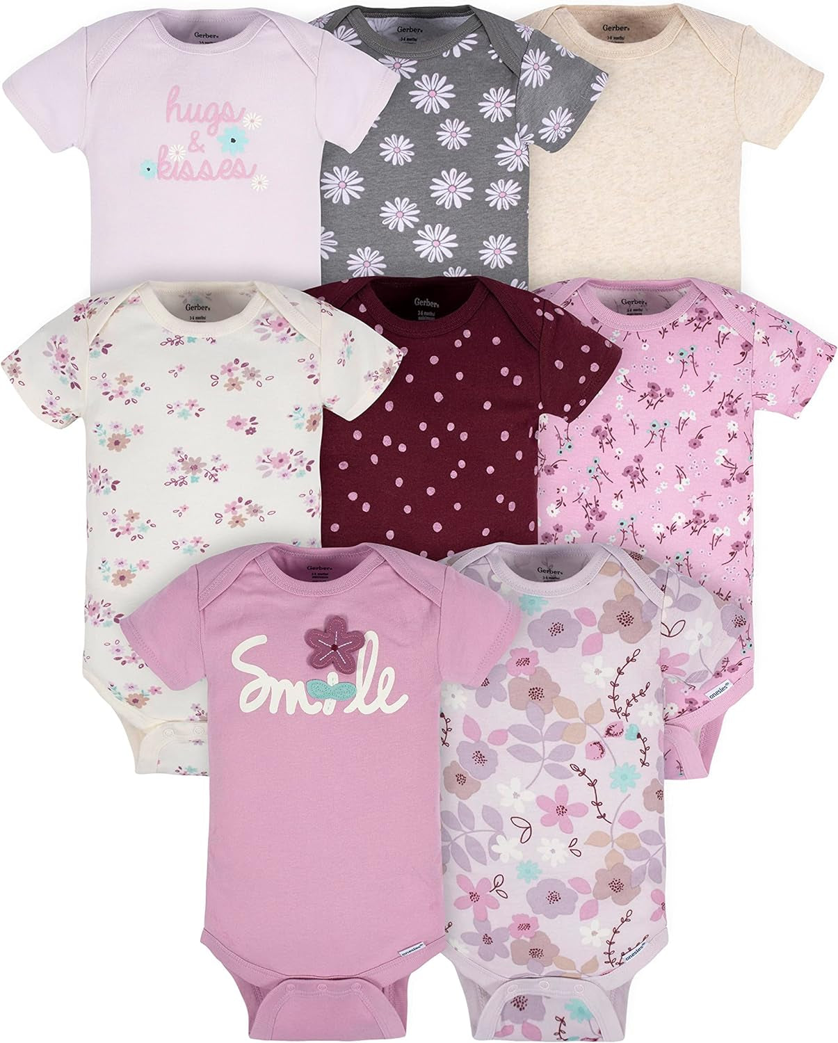 Baby Girls' 8-Pack Short Sleeve Onesies