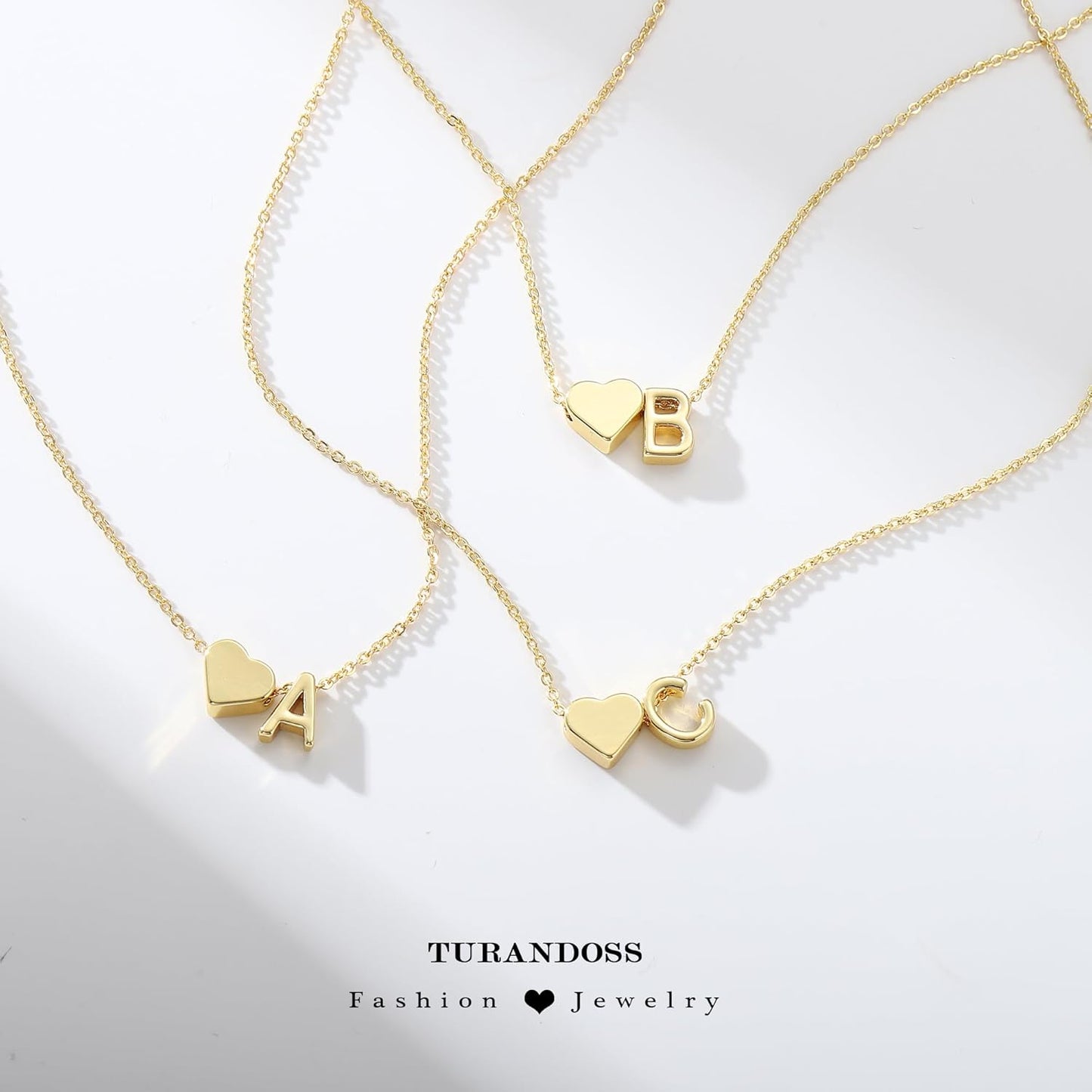 Heart Initial Necklace for Women