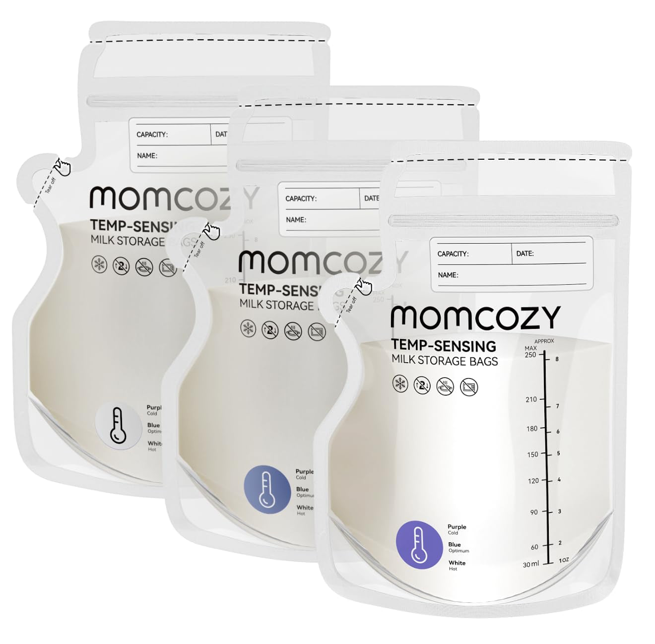 Breastmilk Storage Bag, 8Oz,Temp-Sensing