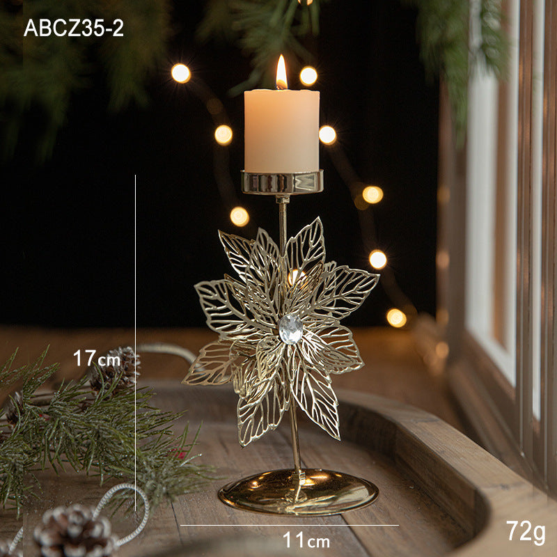 Retro Iron Christmas Candlestick Decorations
