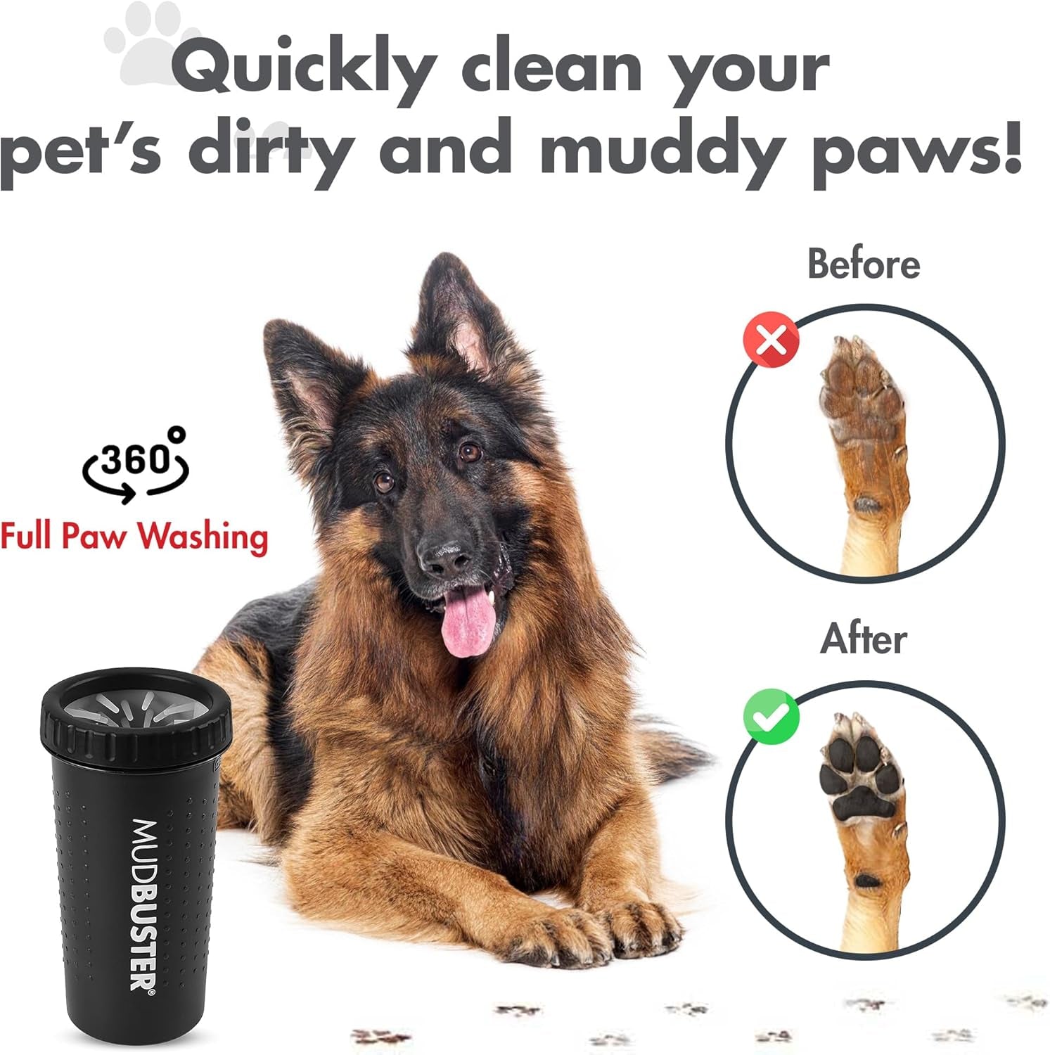 Medium Dog Paw Cleaner, Matte Black 