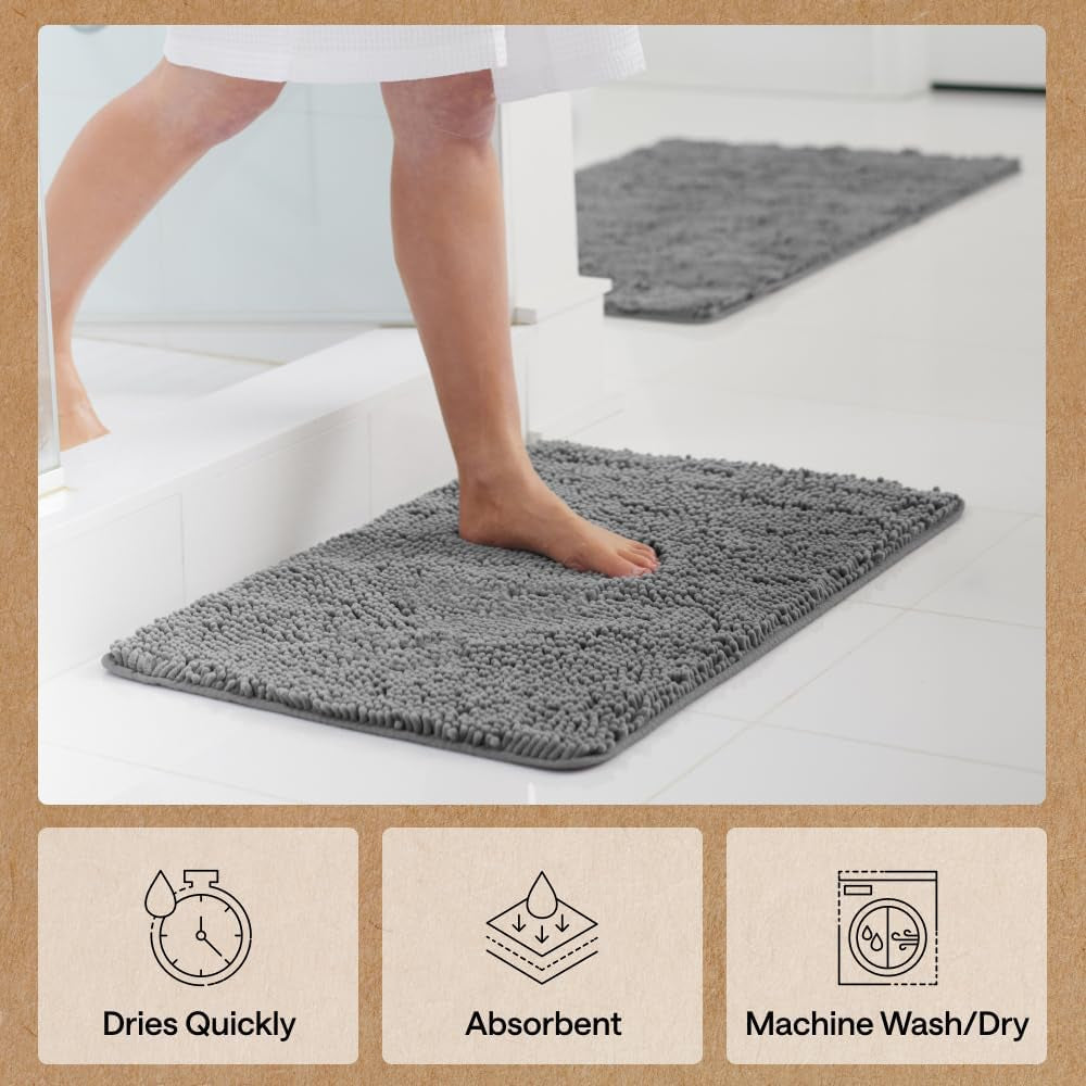 GORILLA GRIP Bath Rug Mat, Thick Soft