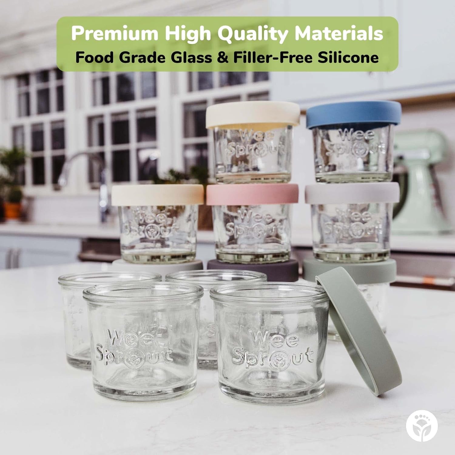 Glass Baby Food Storage Jars W/Silicone