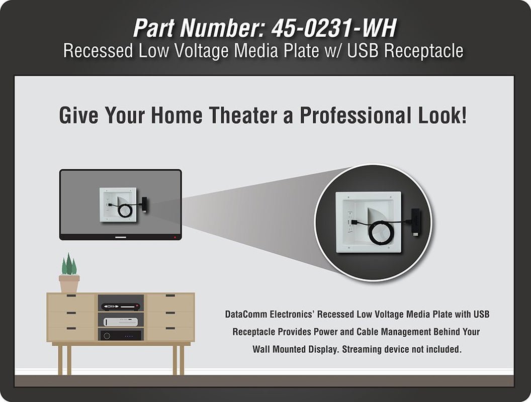 Electronics45-0231-WH USB Recessed Media