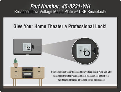 Electronics45-0231-WH USB Recessed Media
