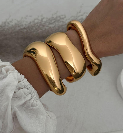 Chunky Gold Bangle Bracelets for Women
