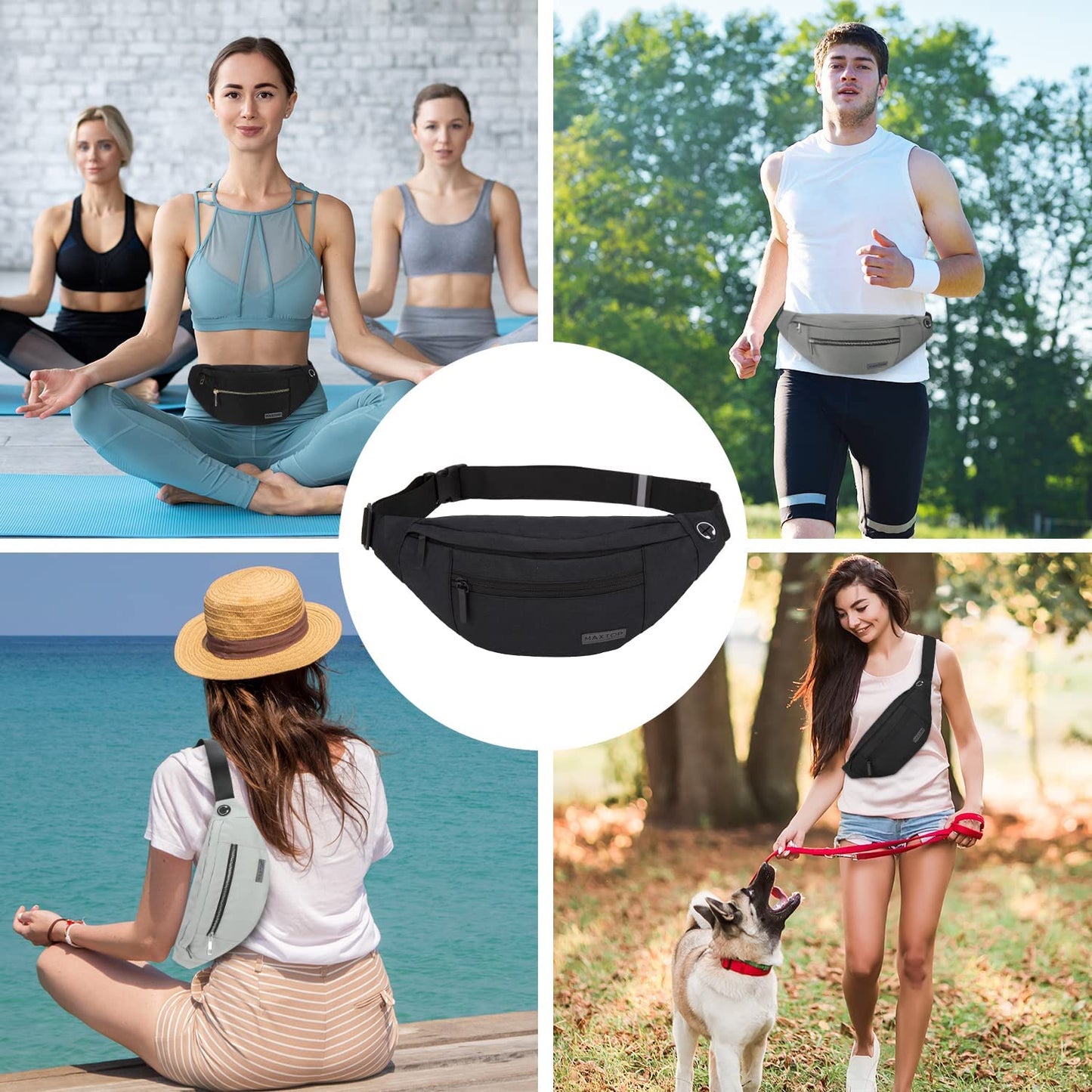 Large Crossbody Fanny Pack with 4Zipper 