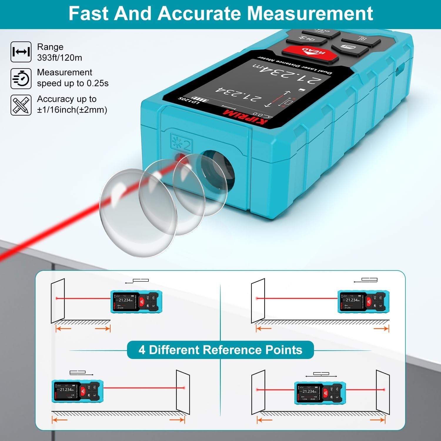 393Ft Dual Laser Distance Measuring Tool