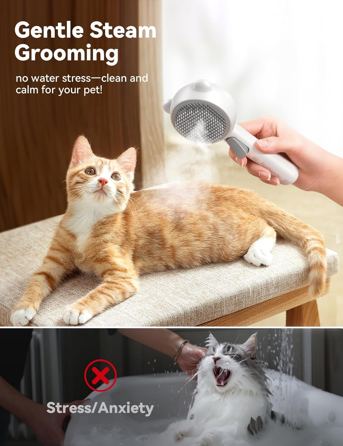 Cat Steam Brush, Brushes for Indoor Cats