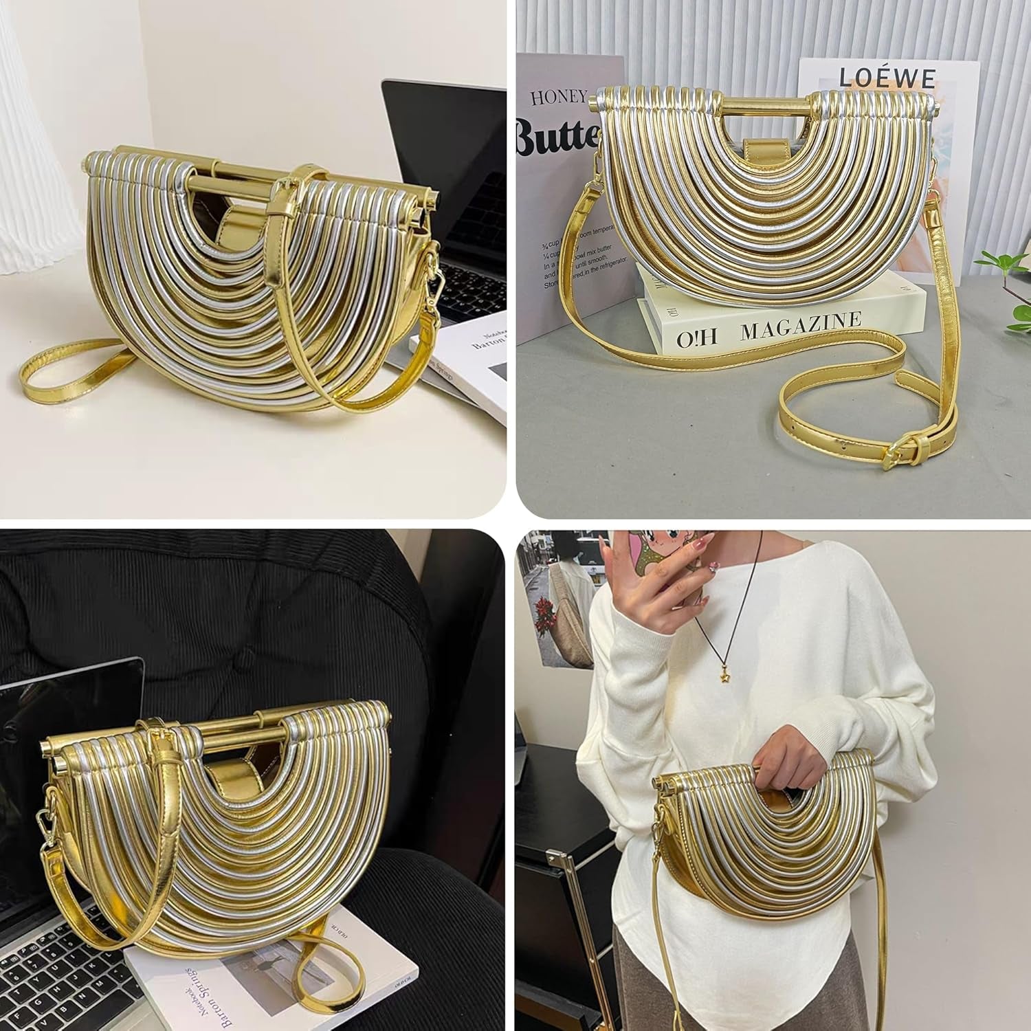 Trendy Woven Evening Clutch Purse